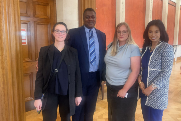 From left to right: Prof Dina Belluigi (research coordinator MME Thinktank and QUB staff member), Alfred Abolarin (Honorary Advisor/ Founder MME Thinktank), Ola Sobieraj (MME Thinktank Board member), Eileen Chan-Hu (MME Thinktank Chair).